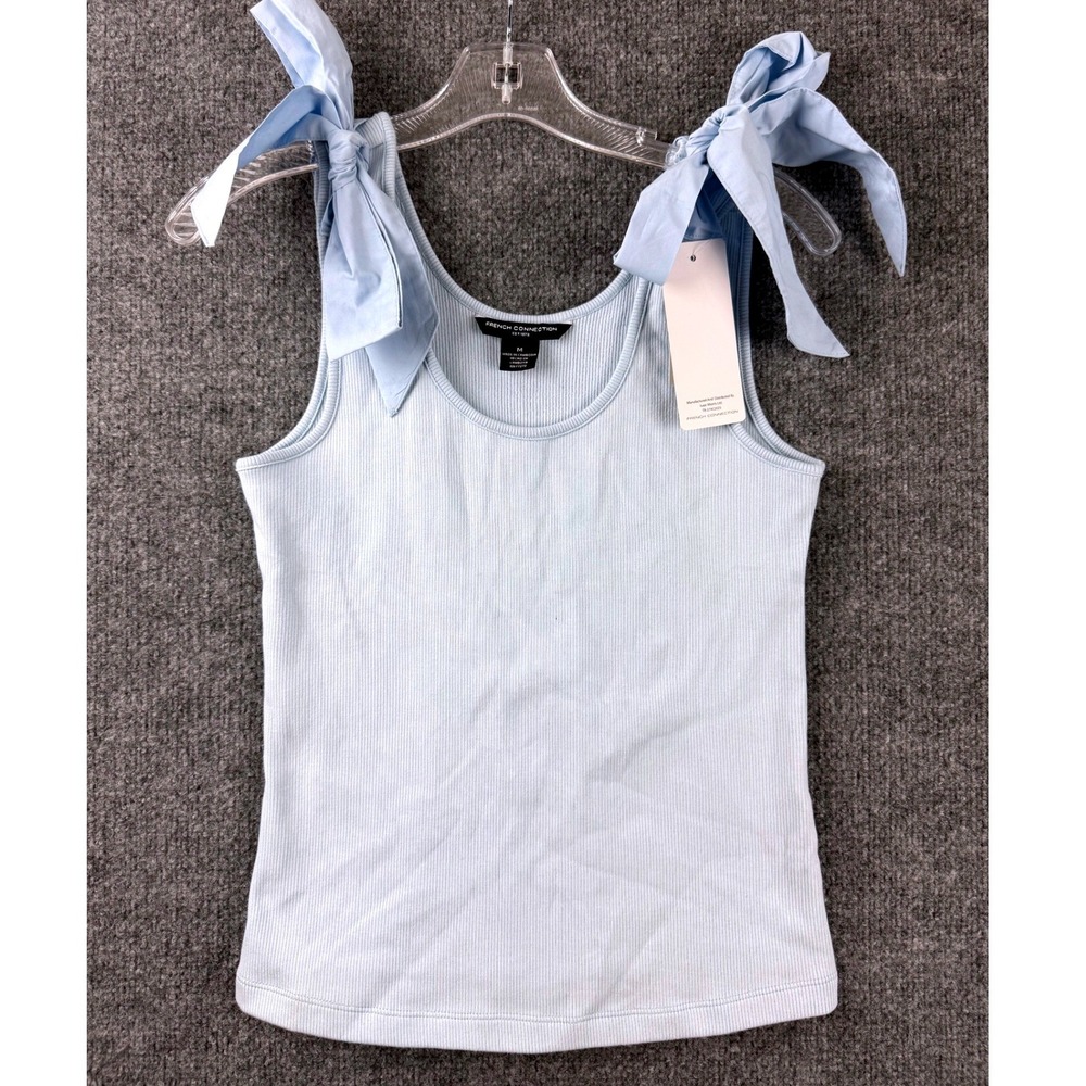 French Connection Light Blue Bow Coquette Feminine Tank Top Medium NWT Women New